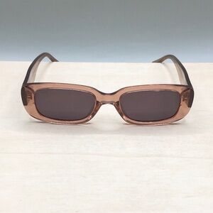 Wear Me Pro Blair Trendy Rectangular Sunglasses WearMe Pro WMP Crystal Brown.